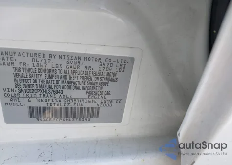 2017 Nissan Versa Note S Plus z USA, uszkodzony, nr VIN 3N1CE2CPXHL375043